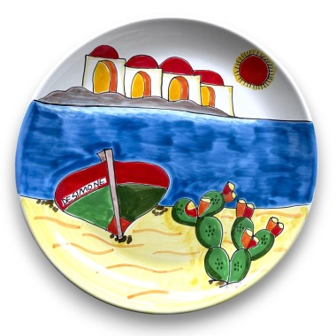 Handmade ceramic Round plate 24 cm Dammusi Elaborato de simone pottery Handmade ceramic Round plate 24 cm Dammusi Elaborato de simone pottery